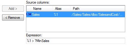 Dialog box image showing a filter condition expression