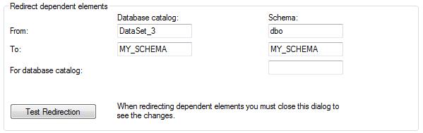 Displays values added to the Redirect dependent elements fields