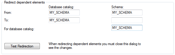 Redirect dependent elements showing entries to remove unapplicable databases elements