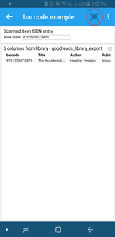 Book list filtered by bar code reading