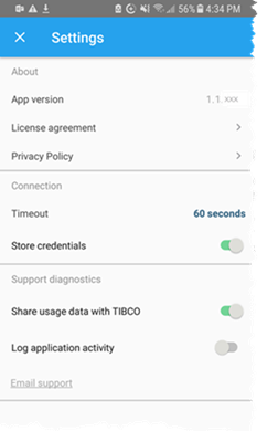 Settings view
