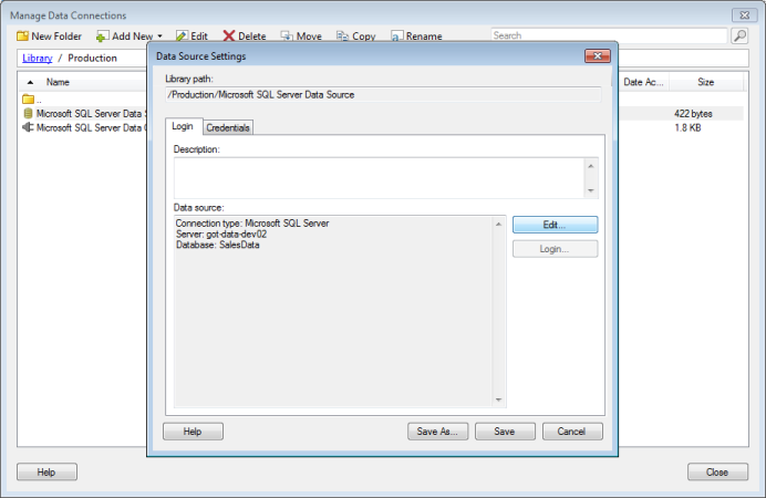 Moving a shared data source from test to production