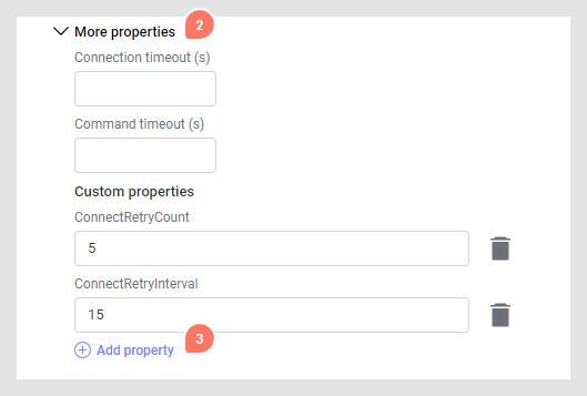 Adding a custom property to a connection data source.