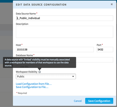 Edit data source configuration dialog box