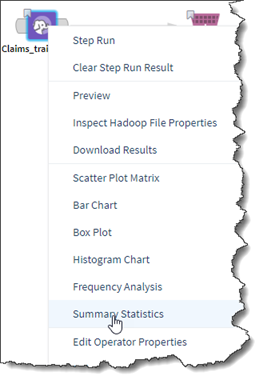 right-click summary statistics