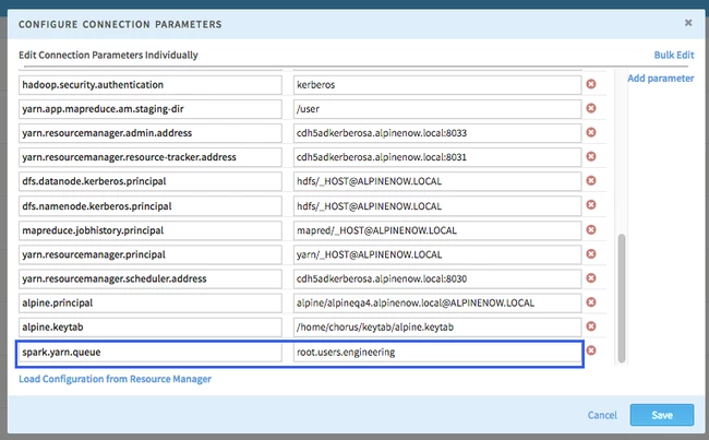 Configure connection parameters 
    