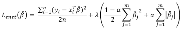 elastic-net objective function of linear regression with chosen alpha and lambda
