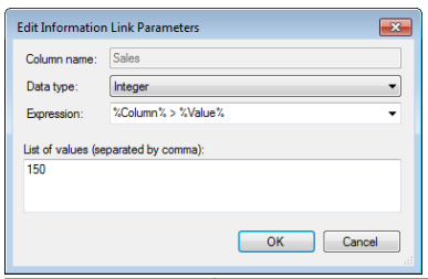 Edit Information Link Parameters dialog