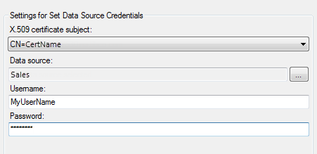 Set Data Source Credentials dialog