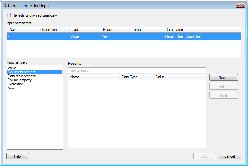 Details on Data Function – Select Input