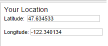 text area reflecting values for latitude and longitude document properties