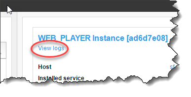 Service instance view logs link