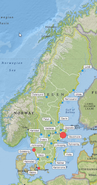 Indicadores mostrados en un mapa