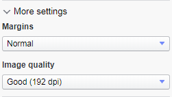 Exportar, Mais configurações