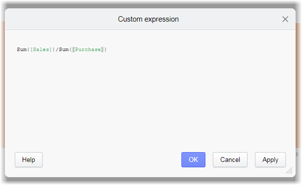 Custom expressions dilalog