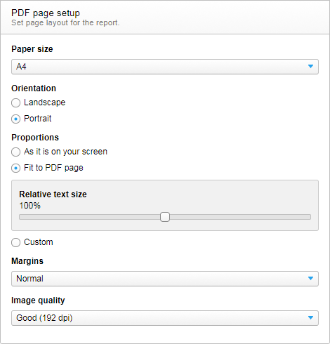 Configuración de página de PDF
