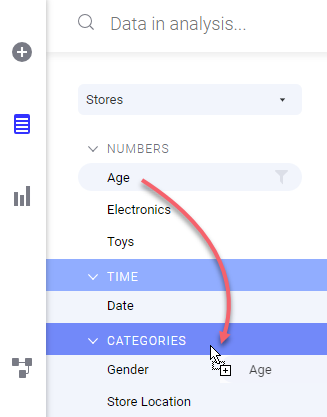 Change column category using drag and drop