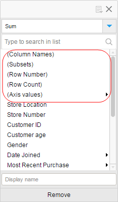 Non-column selections