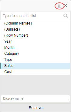 Column selector popover