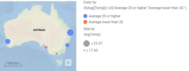 Gráfico de mapa con la condición en el eje de colores