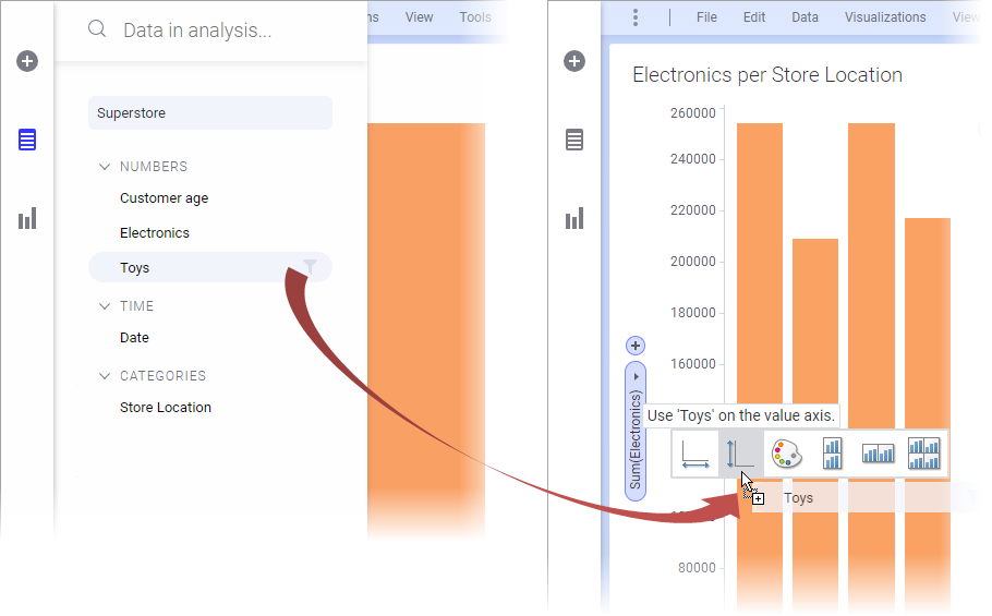 将列拖放到释放目标上