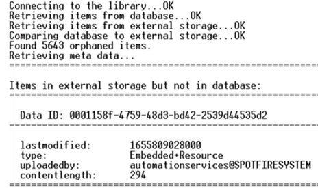 screenshot showing output from a search in external storage