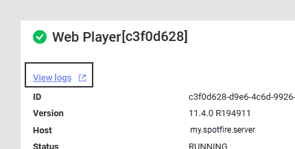 Service instance view logs link