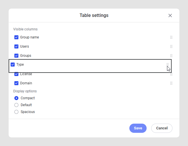 Table Configuration Options Changing the display options and table settings for a table in the ...
