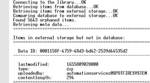 screenshot showing output from a search in external storage