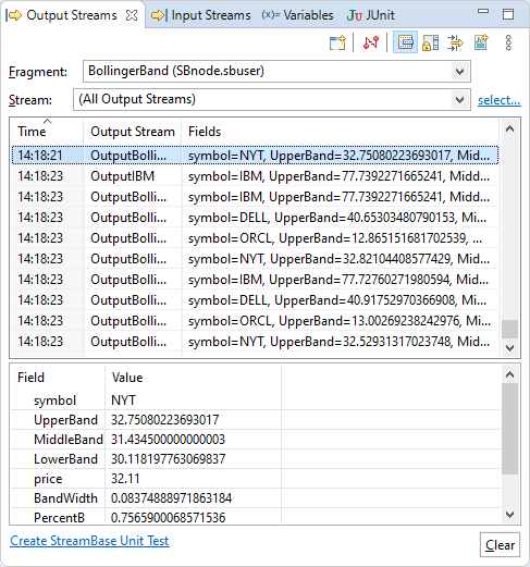 Output Streams View