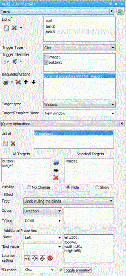 Tasks and Animations panel