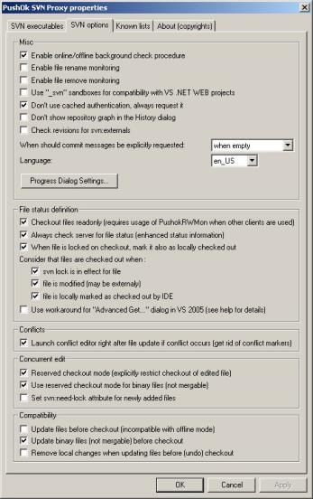 SVN Options tab