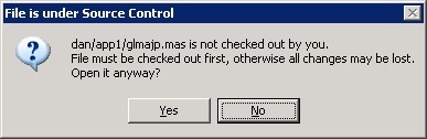 File is Under Source Control dialog