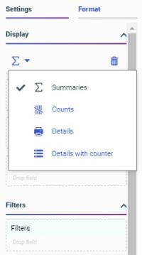 report display options menu
