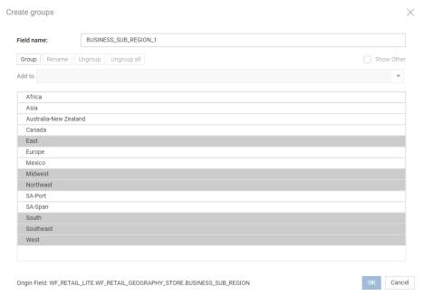 Grouping with 6 values selected using Ctrl + click
