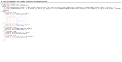 A Report in XML Output format.