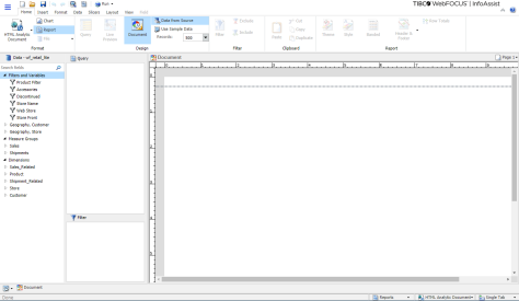 Blank InfoAssist Canvas in Document View