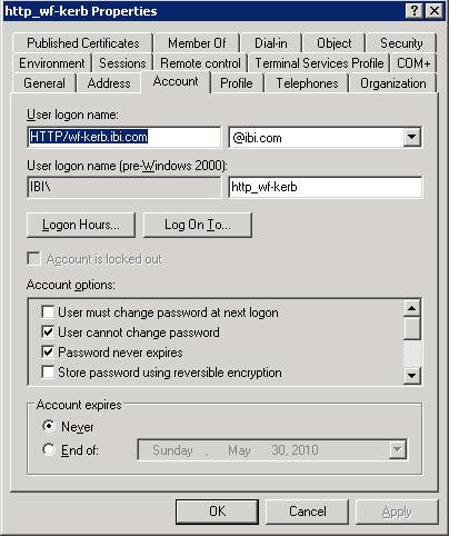 Service user properties