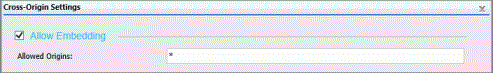 The Allow Embedding check-box in the Cross-Origin Settings dialog box.