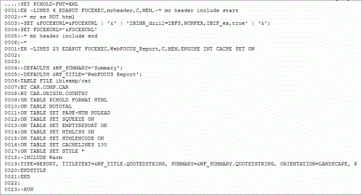 WebFOCUS Reporting Server Request message details including query.