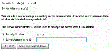 The Change Effective Security Provider pane.