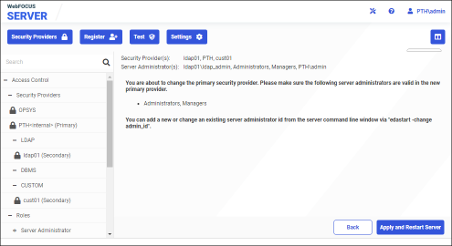 A page displaying the message asking to confirm your decision to change the primary security provider.