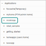 The folder for the new modelapp application directory on the Application Directories tab of the WebFOCUS Reporting Server browser interface.
