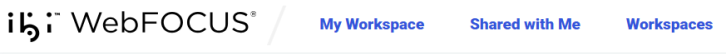 The Banner on the WebFOCUS Home Page highlighting the Workspaces link.