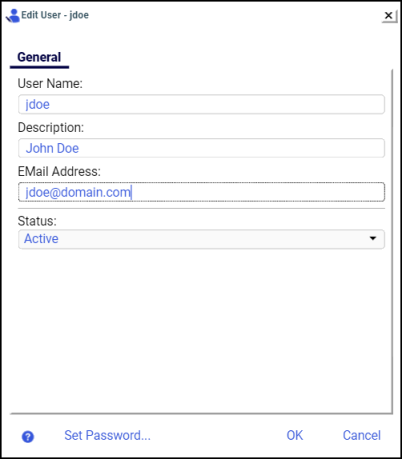 Edit User dialog box