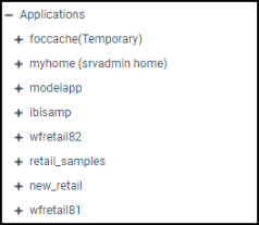 The folder for the new modelapp application directory on the Application Directories tab of the WebFOCUS Reporting Server browser interface.
