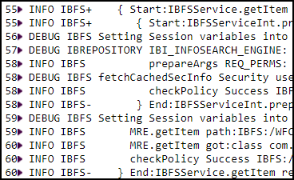 A detail of trace listings showing the I B F S codes at the start of each trace.