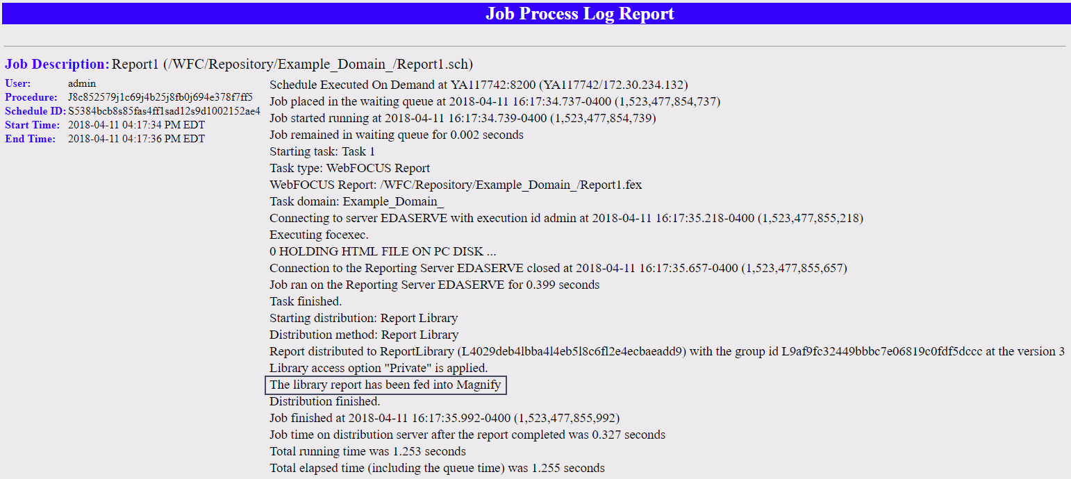 Job Procedd Log Report