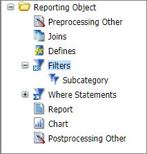 Reporting Object filters node