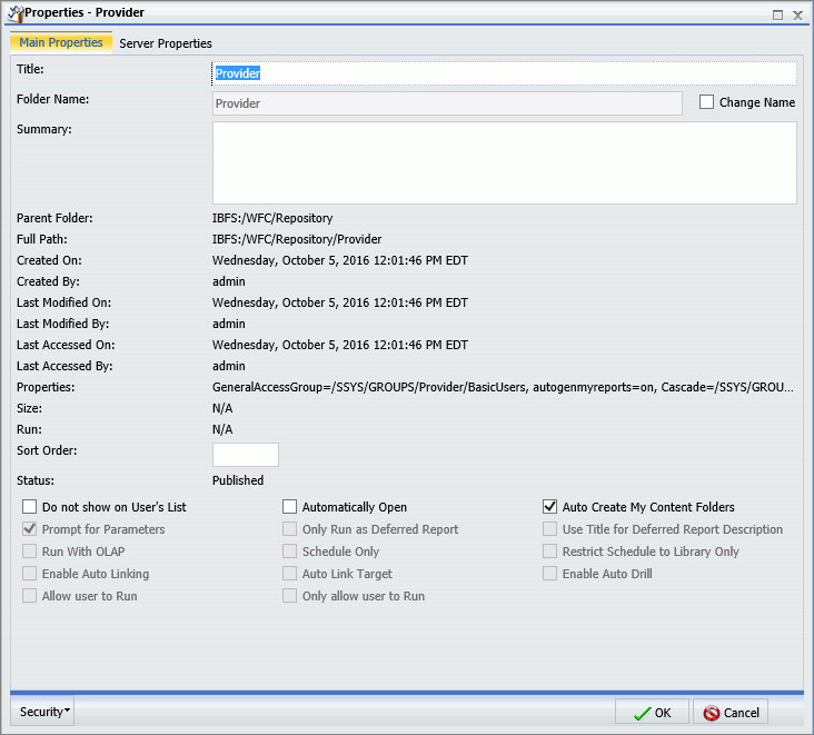 Properties dialog box